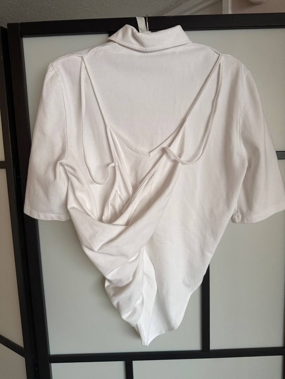 Pushbutton White Structural Drape-Back Button-Up Top - Picture 12 of 16